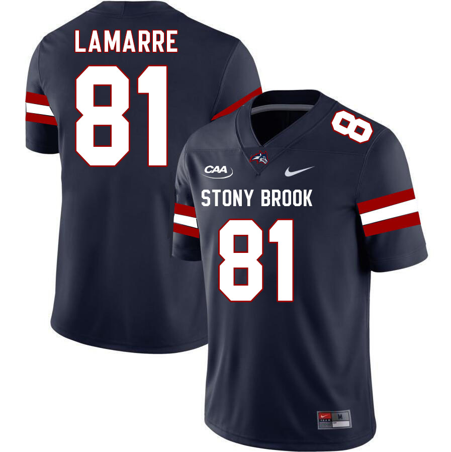 Stony Brook Seawolves #81 RJ Lamarre College Football Jerseys Stitched Sale-Navy